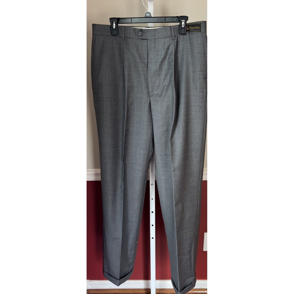 New Alan‎ Flusser Men's Gray Pleated Cuffed Dress Pants Lanificio Galtes 34x34